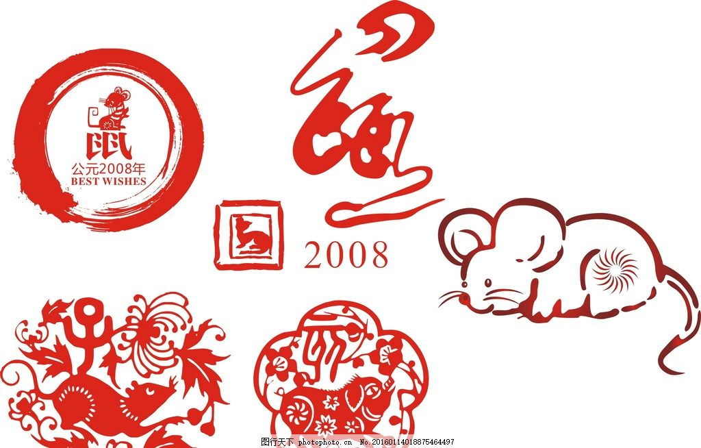 既可爱又喜庆的小老鼠简笔画