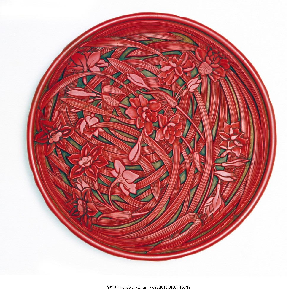 剔红水仙花纹圆盘