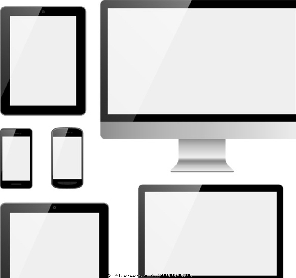 电脑笔记本手机平板显示器矢量图图片