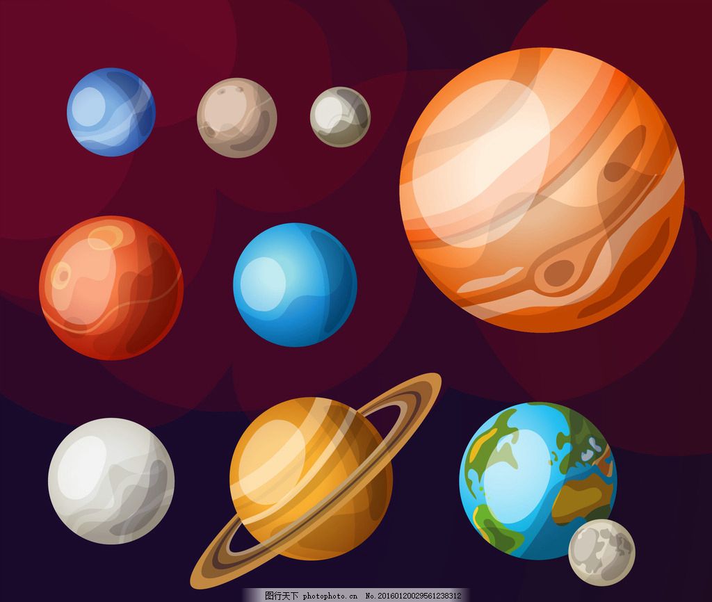 太阳系星球 卡通太阳系 宇宙星球星系 太阳系 彗星 星球 天体 太空