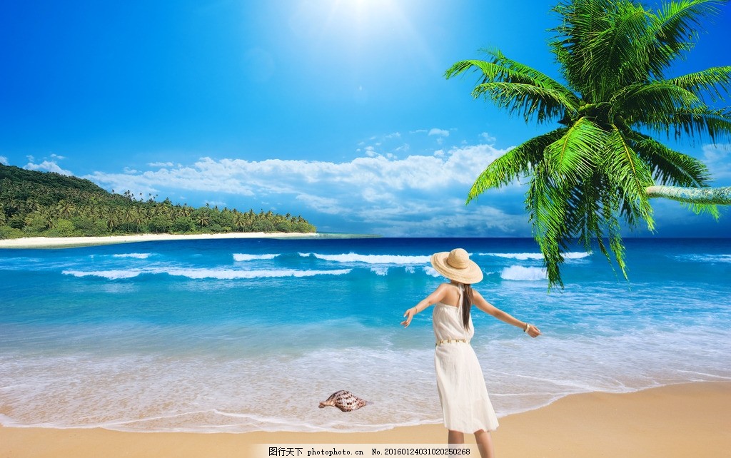 夏日美女海滩椰树亲帅哥美女视频胸图片