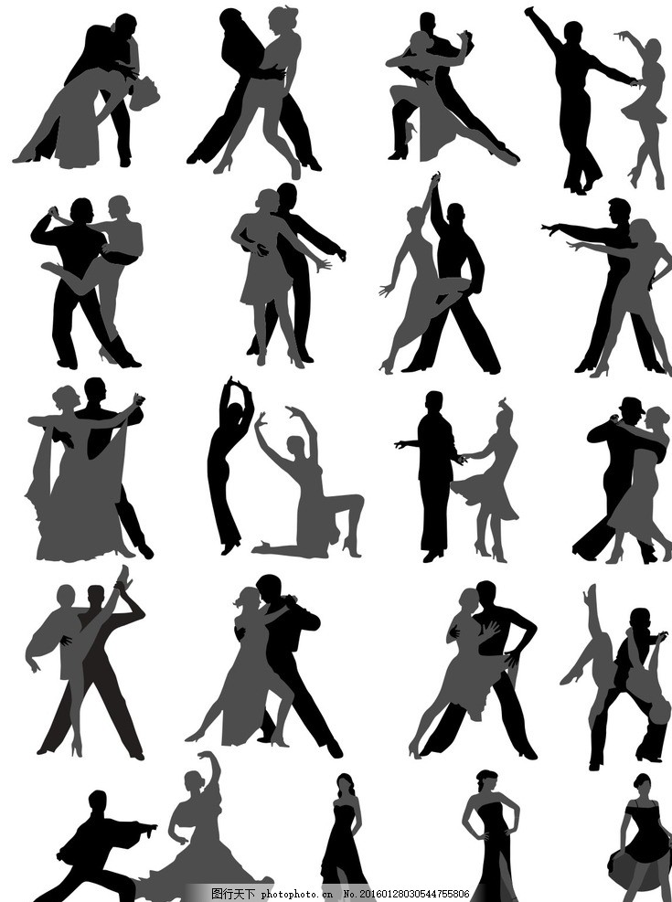 跳交谊舞人物剪影图片