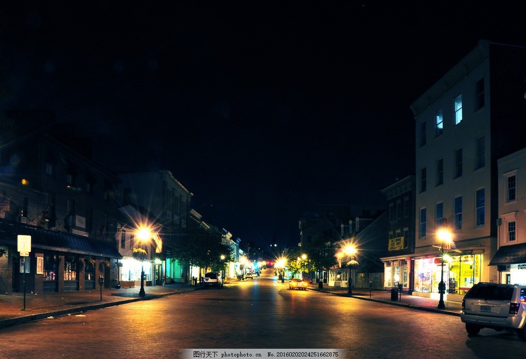 城市夜景街道 手绘