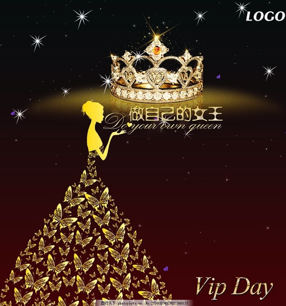 做自己的女王,主题 派对 海报 模特 蝴蝶 女神 美容-图行天下图库
