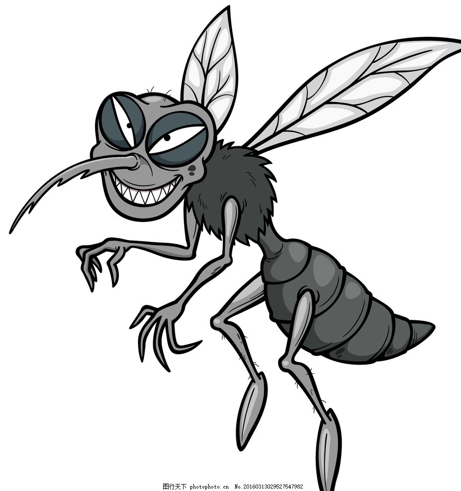 卡通蚊子,害虫 飞行 动物 翅膀 插画-图行天下图库