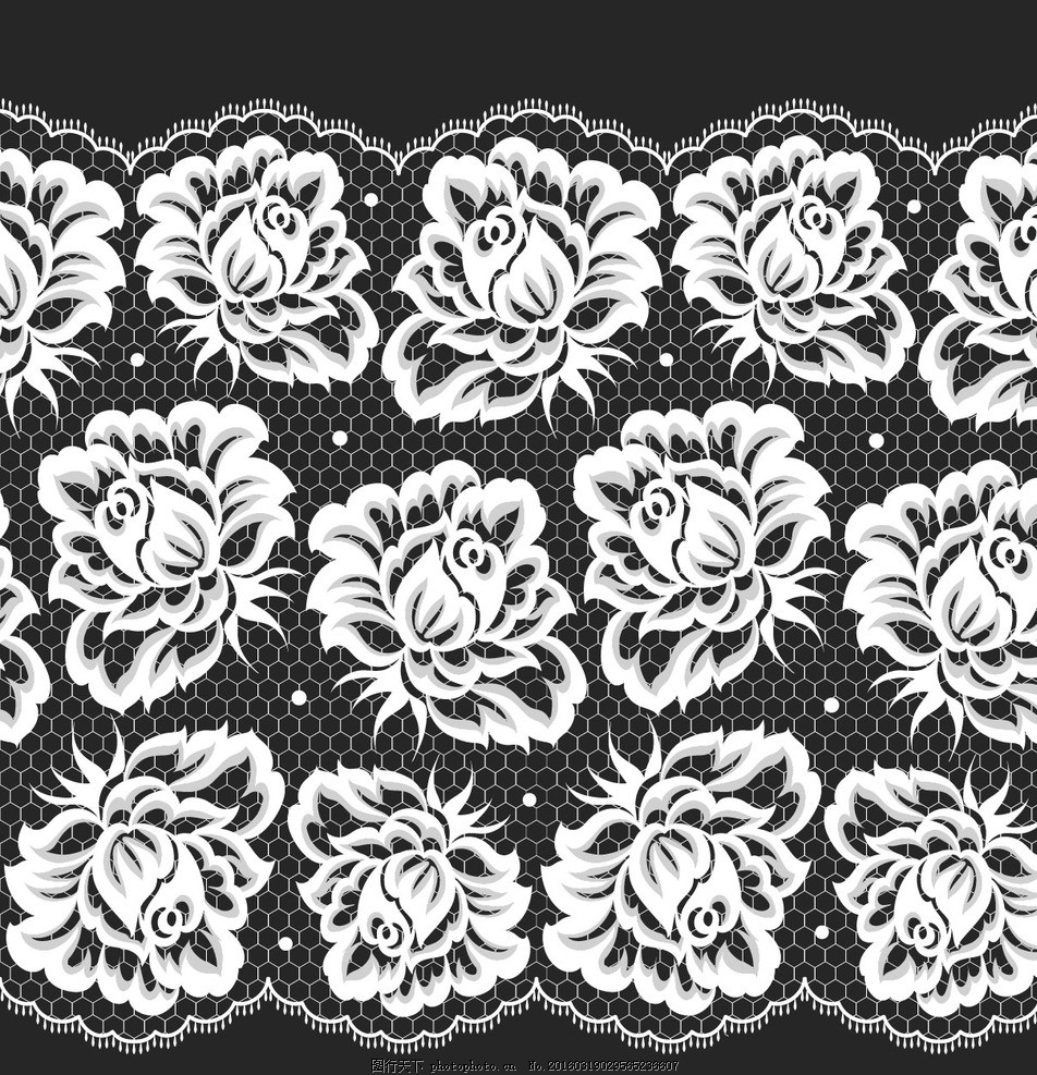 蕾丝花纹 白色蕾丝花边 边框 欧式花纹 花纹背景 时尚花纹 矢量花纹