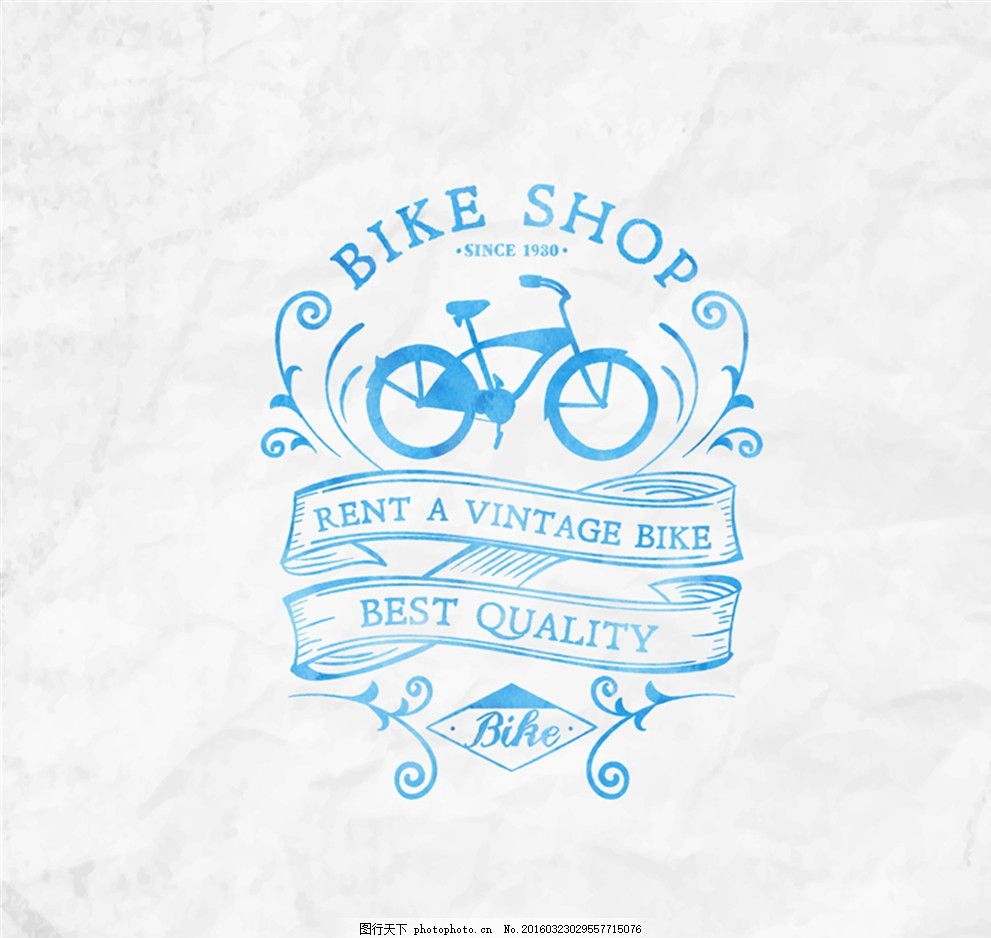 单车店铺海报矢量素材,丝带 销售 自行车 店标-