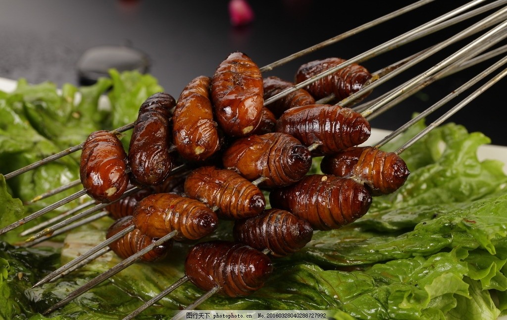 烤蚕蛹 烧烤图片