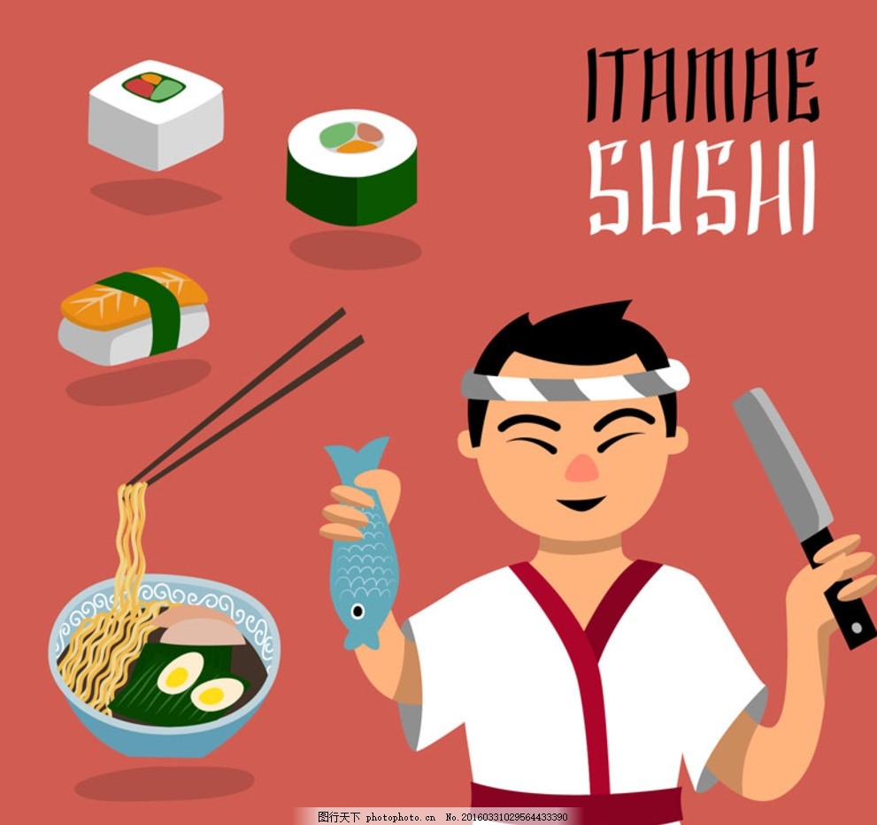 日本厨师 日本料理,美食 美味 食物 食品 寿司-图