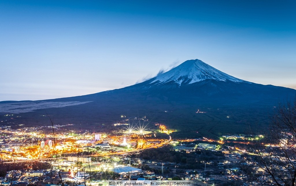 东京富士山夜景高清大图图片 地点地标 高清素材 图行天下素材网