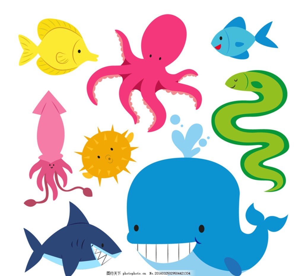 卡通海洋生物图片 设计案例 广告设计 图行天下素材网